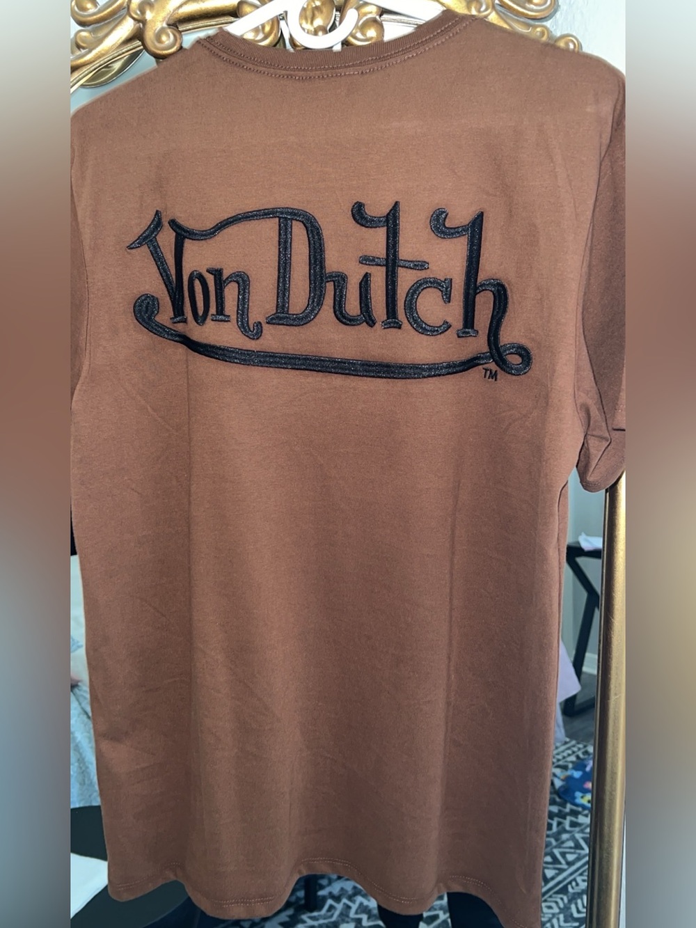 NWT Von Dutch Men’s Brown/Black  Logo T‑Shirt Sz M